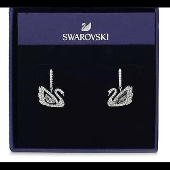 - Swarovski 311797 No.5514420 Dancing Swan Drop Earrings, White - Rhod… - Picture 6 of 12